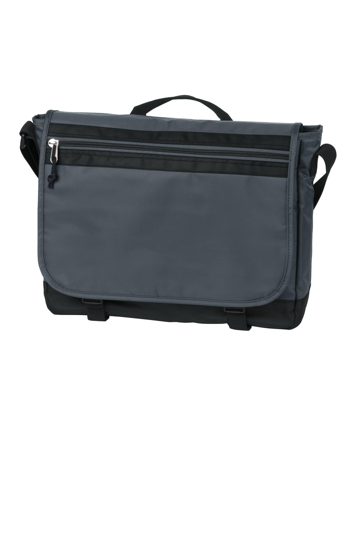 DISCONTINUED Port Authority Nailhead Messenger. BG301 - Smoke Grey/ Nearly Black - front