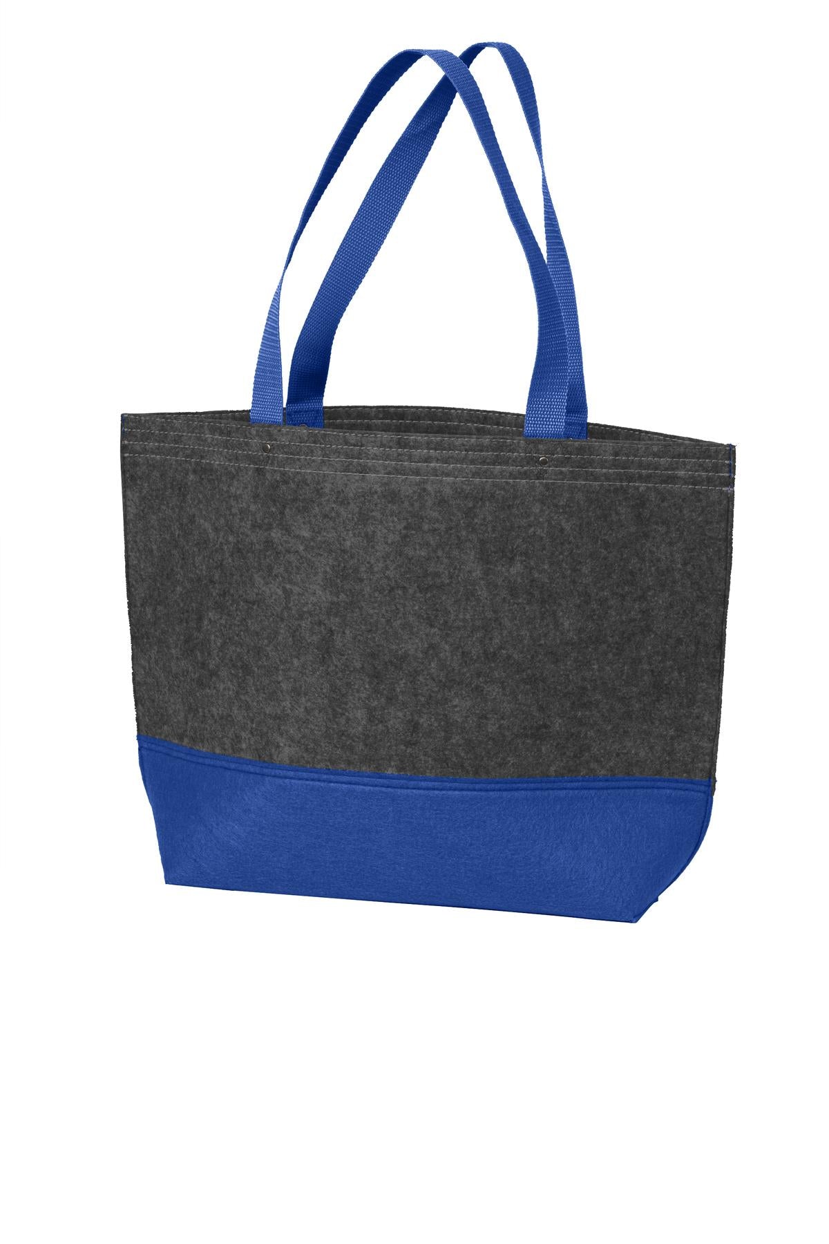 DISCONTINUED Port Authority Medium Felt Tote. BG402M - Royal/ Felt Charcoal - front