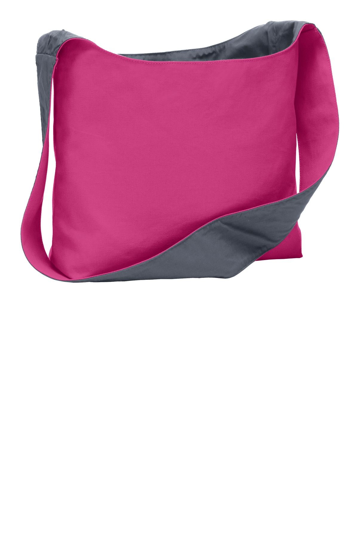 Port Authority Cotton Canvas Sling Bag. BG405 - Tropical Pink/ Charcoal - front