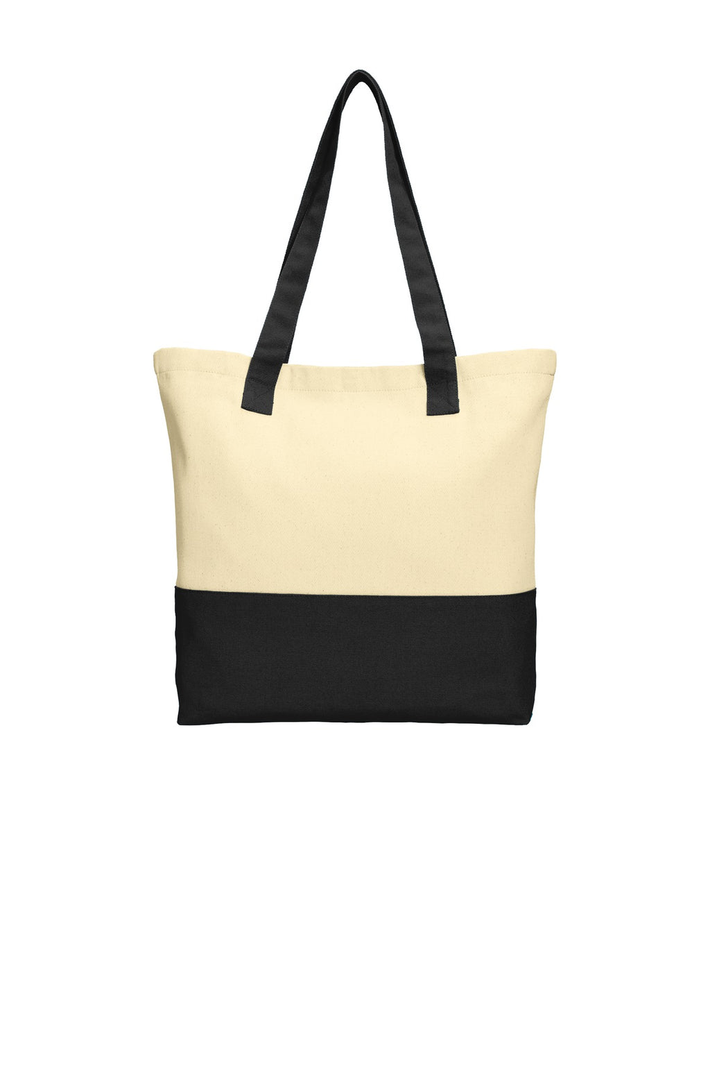 Port Authority Colorblock Cotton Tote. BG414 - Natural/ Black - front