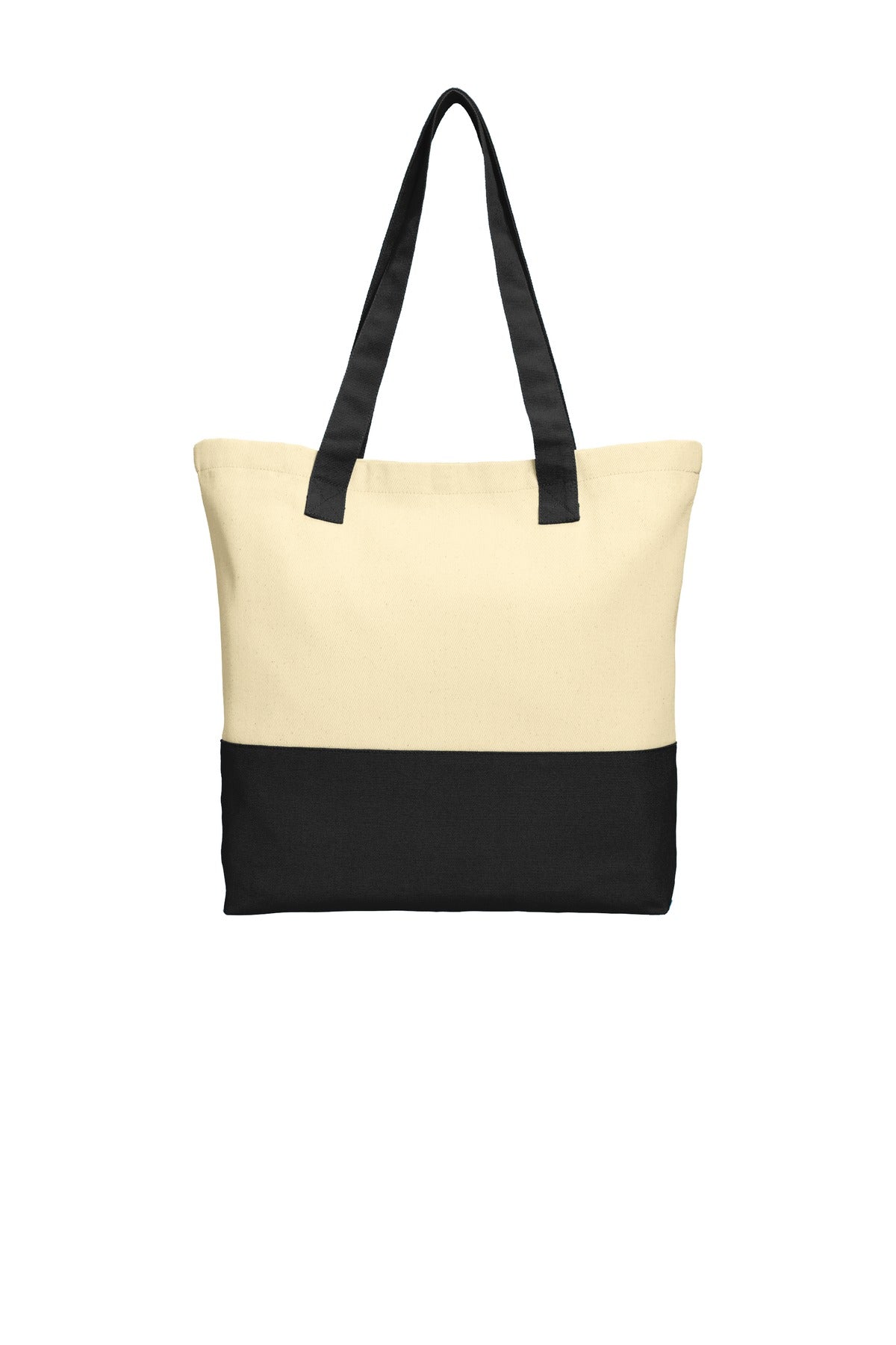 Port Authority Colorblock Cotton Tote. BG414 - Natural/ Black - front