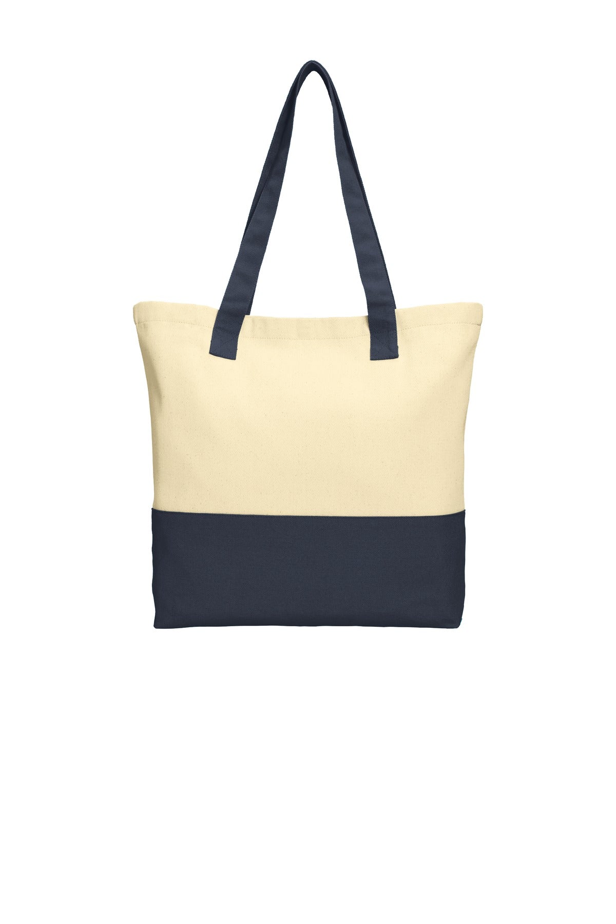 Port Authority Colorblock Cotton Tote. BG414 - Natural/ Navy - back