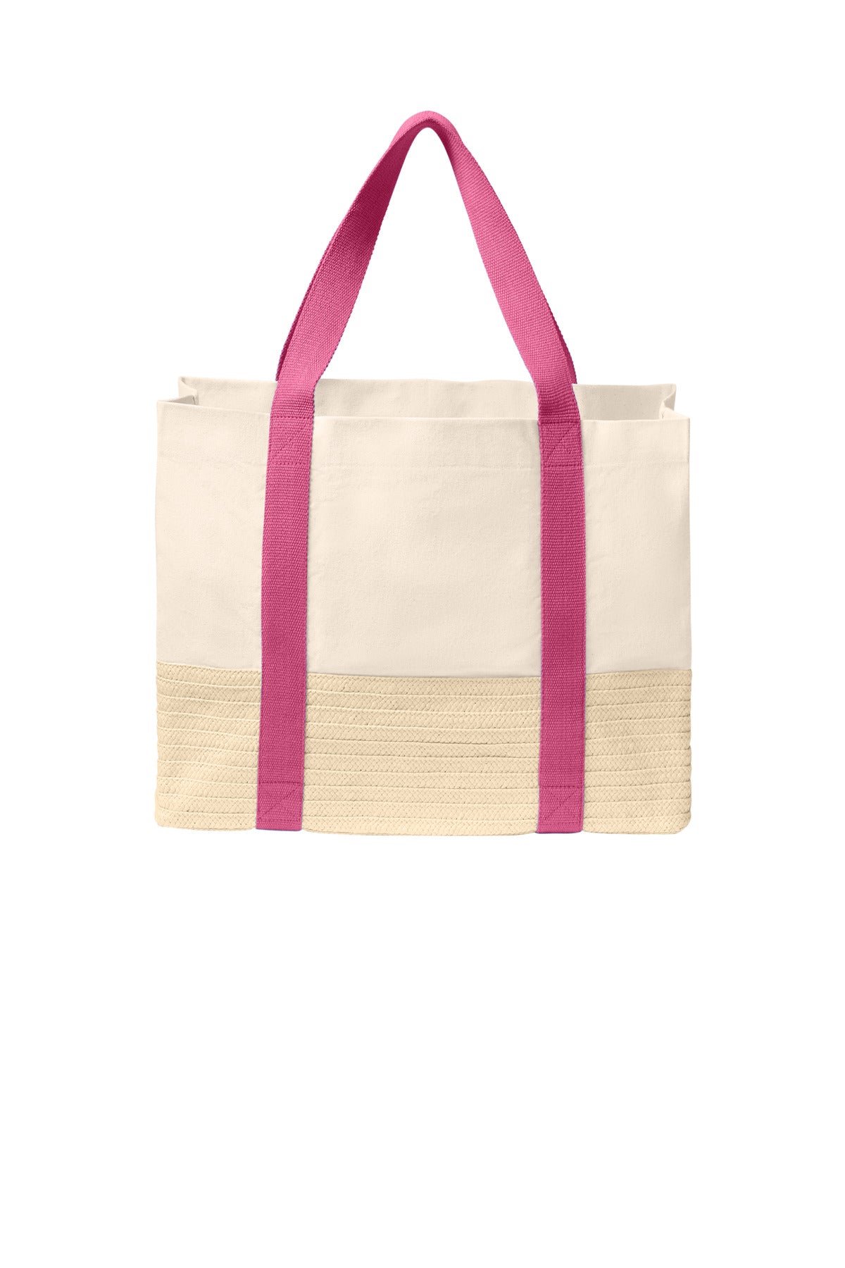 Port Authority Straw Market Tote BG450 - Awareness Pink - back