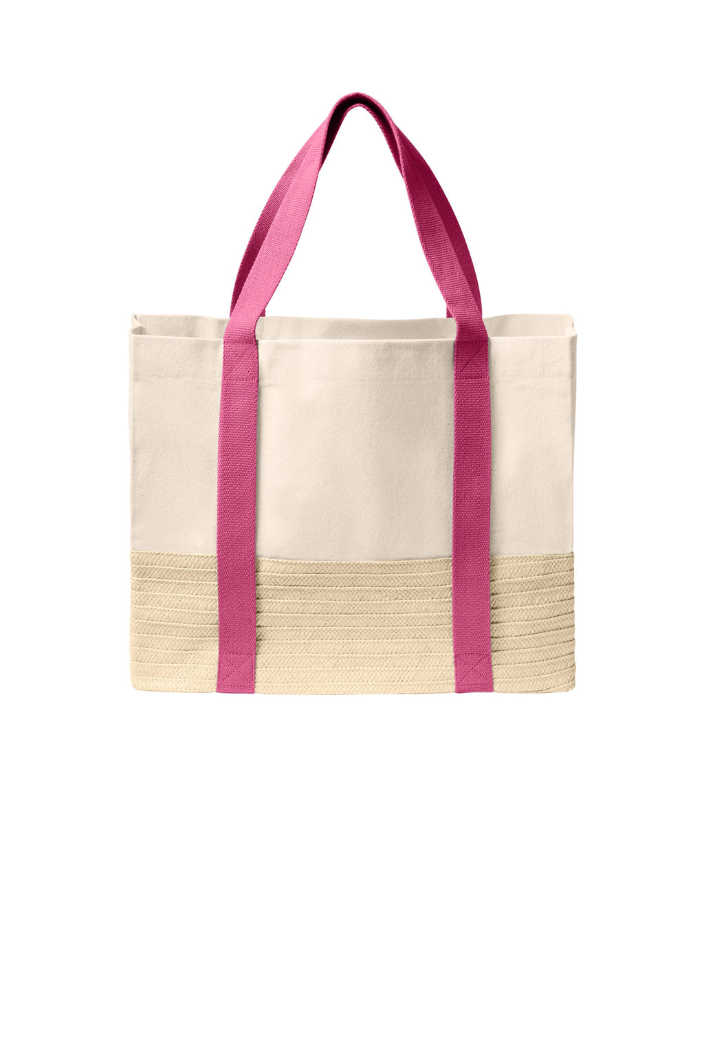 Port Authority Straw Market Tote BG450 - Awareness Pink - front
