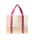 Port Authority Straw Market Tote BG450 - Awareness Pink - front