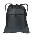 Port Authority Pocket Cinch Pack. BG611 - Black/ Deep Smoke - front