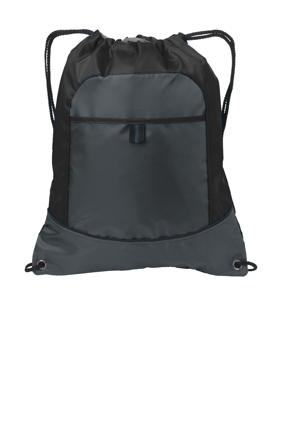 Port Authority Pocket Cinch Pack. BG611 - Black/ Deep Smoke - front
