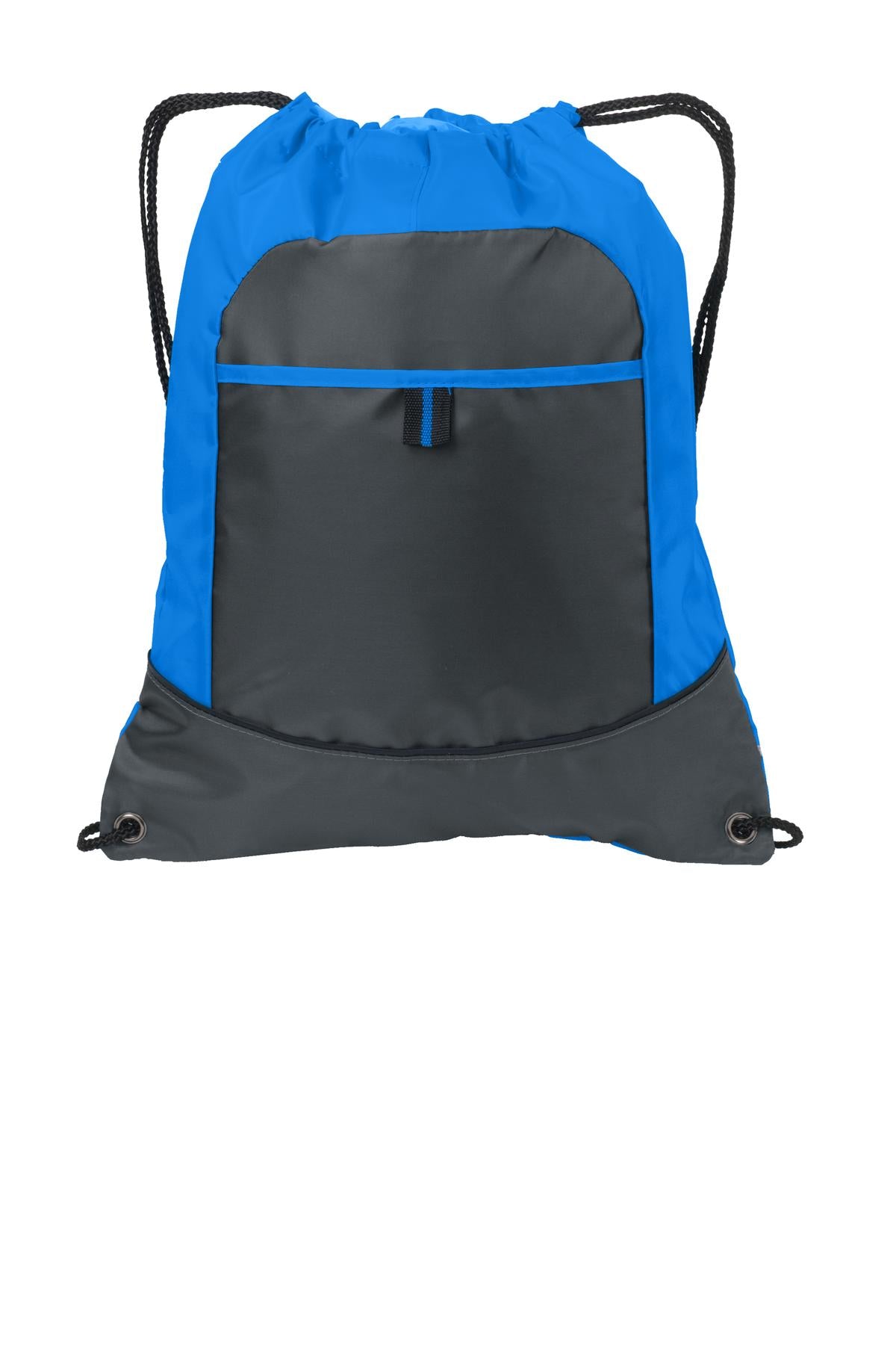 Port Authority Pocket Cinch Pack. BG611 - Brilliant Blue/ Deep Smoke - front