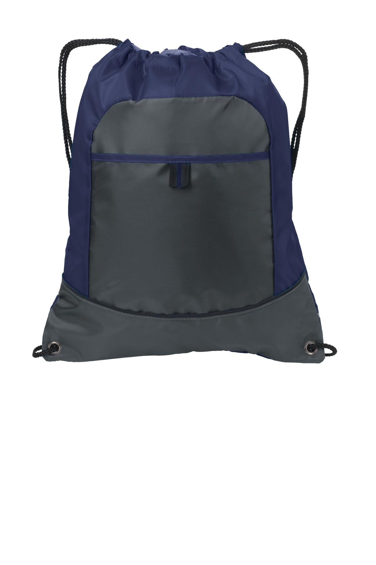 Port Authority Pocket Cinch Pack. BG611 - True Navy/ Deep Smoke - front