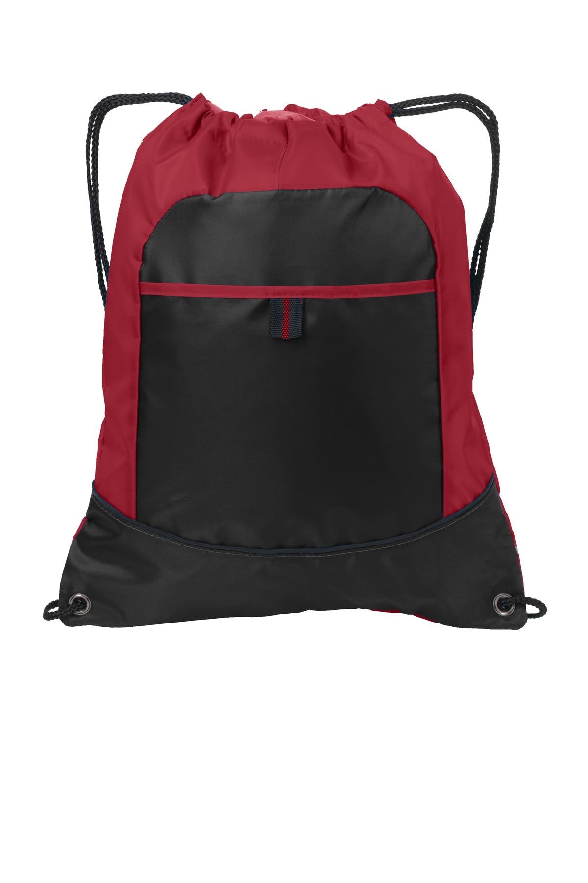 Port Authority Pocket Cinch Pack. BG611 - True Red/ Black - front