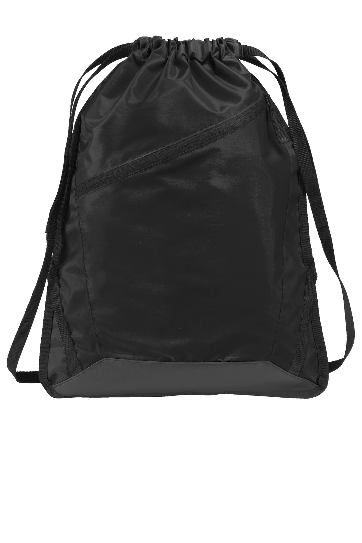 Port Authority Zip-It Cinch Pack. BG616 - Black/ Black - front