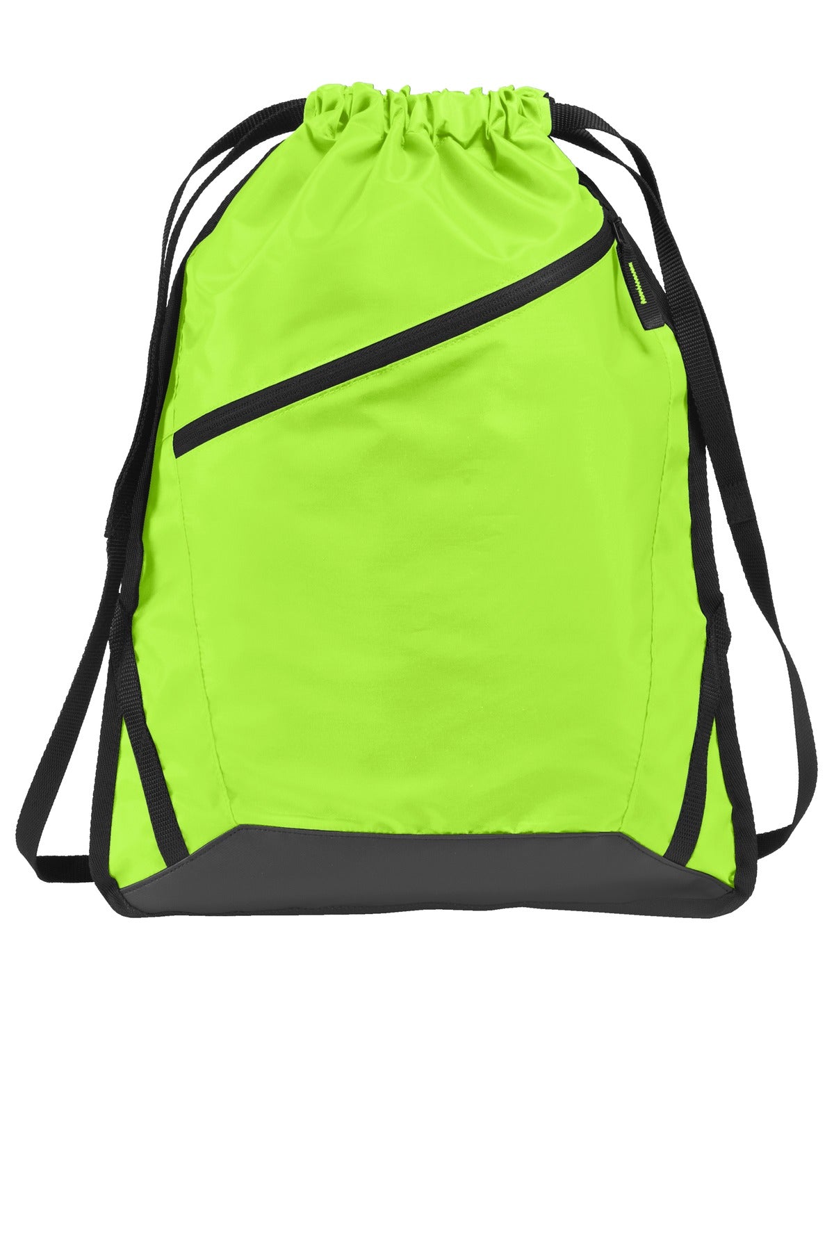 Port Authority Zip-It Cinch Pack. BG616 - Lime Shock/ Black - front