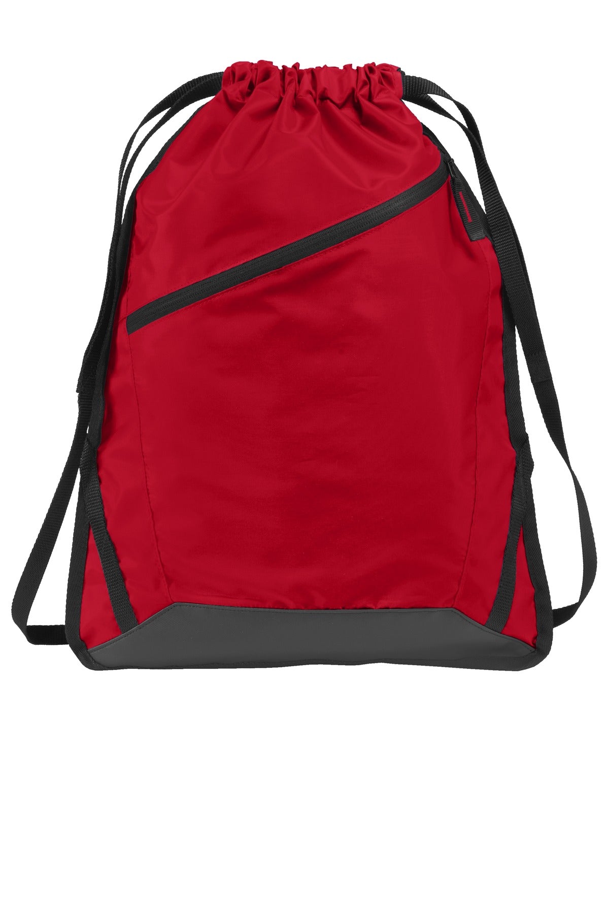 Port Authority Zip-It Cinch Pack. BG616 - True Red/ Black - front