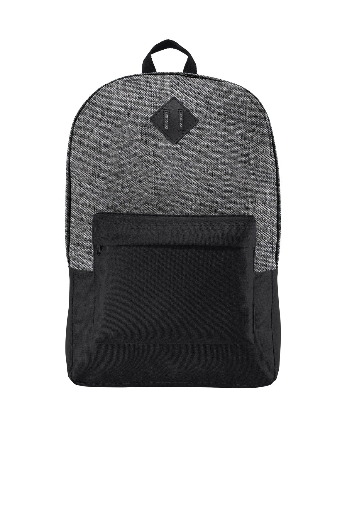 DISCONTINUED Port Authority Retro Backpack BG7150 - Heather Grey/ Black - front