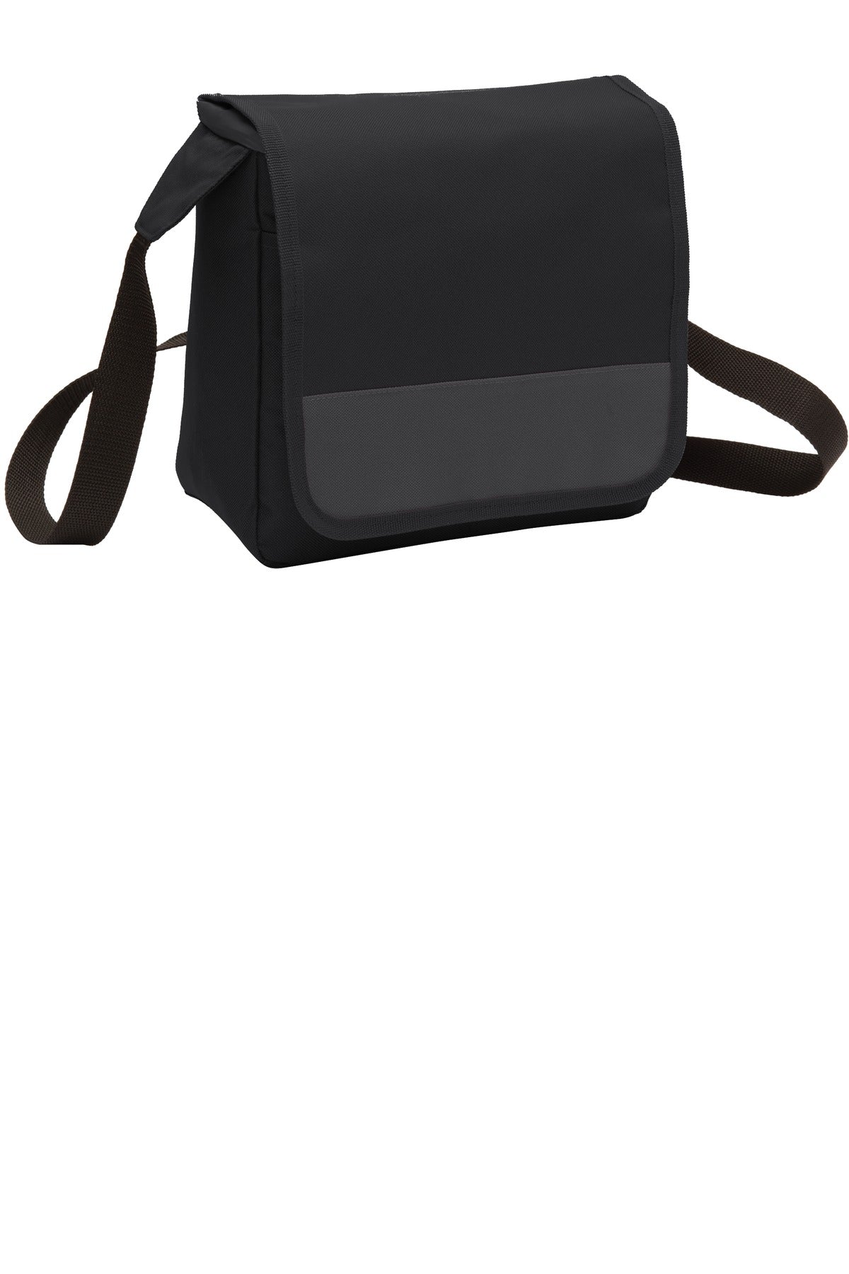 Port Authority Lunch Cooler Messenger. BG753 - Black/ Dark Charcoal - front