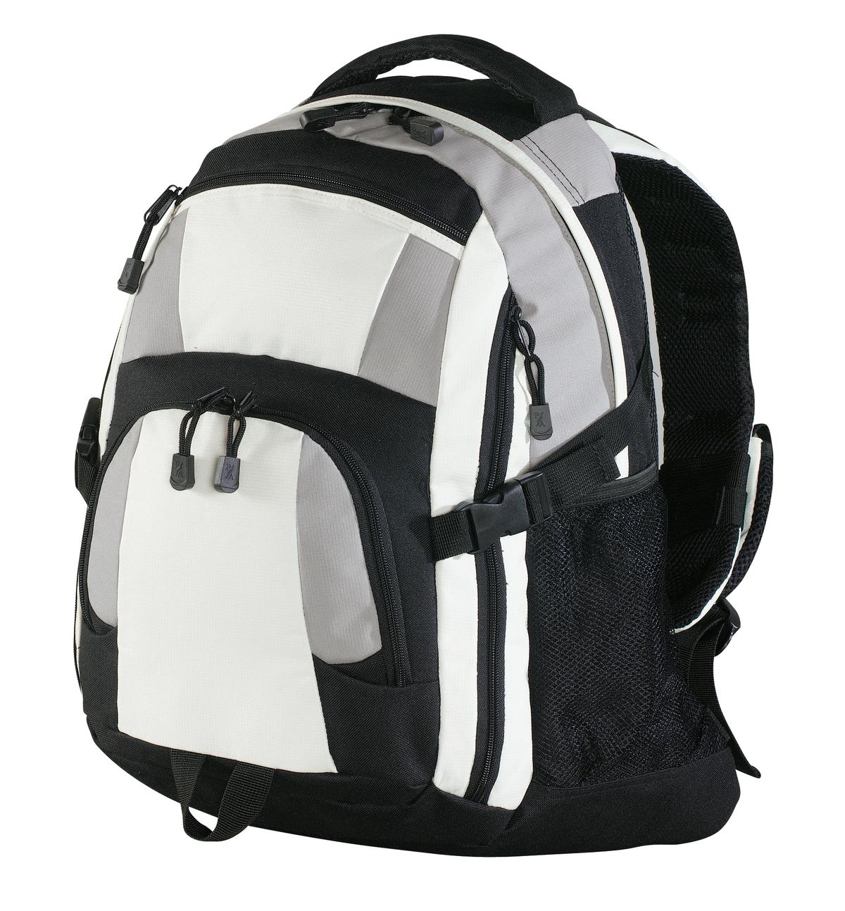 Port Authority Urban Backpack. BG77 - Black/ Light Grey/ Stone - front