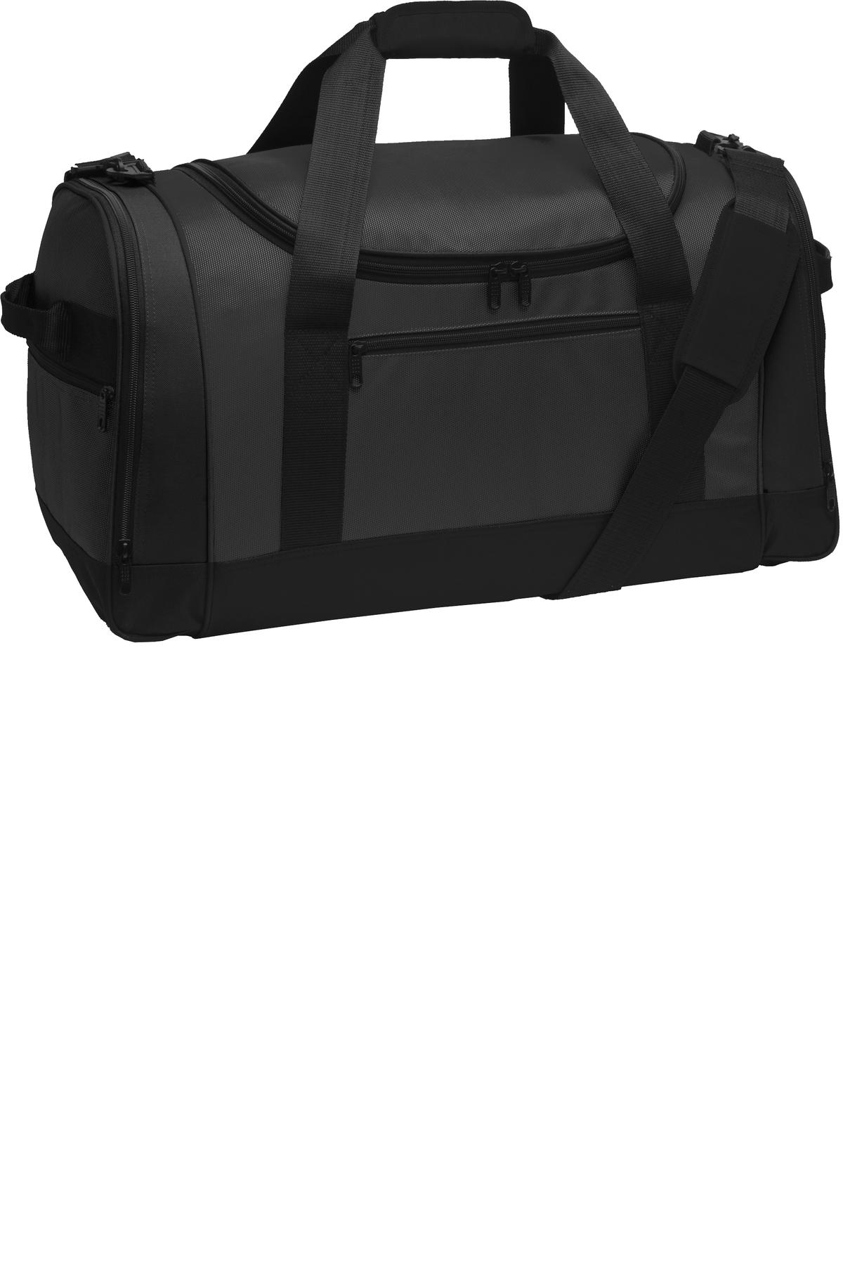 Port Authority Voyager Sports Duffel. BG800 - Dark Grey/ Black - front