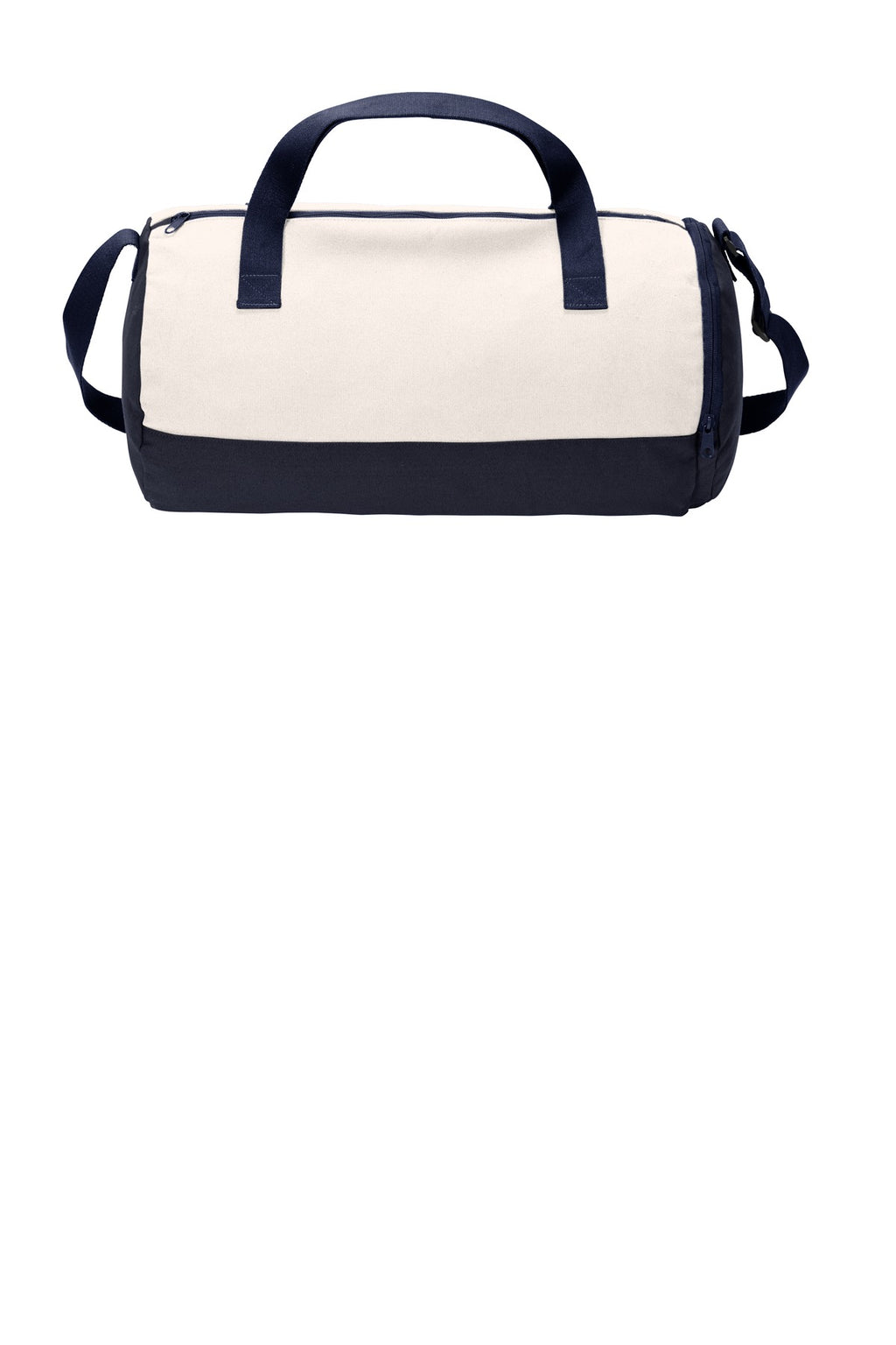DISCONTINUED Port Authority Cotton Barrel Duffel BG814 - True Navy/ Soft White - back