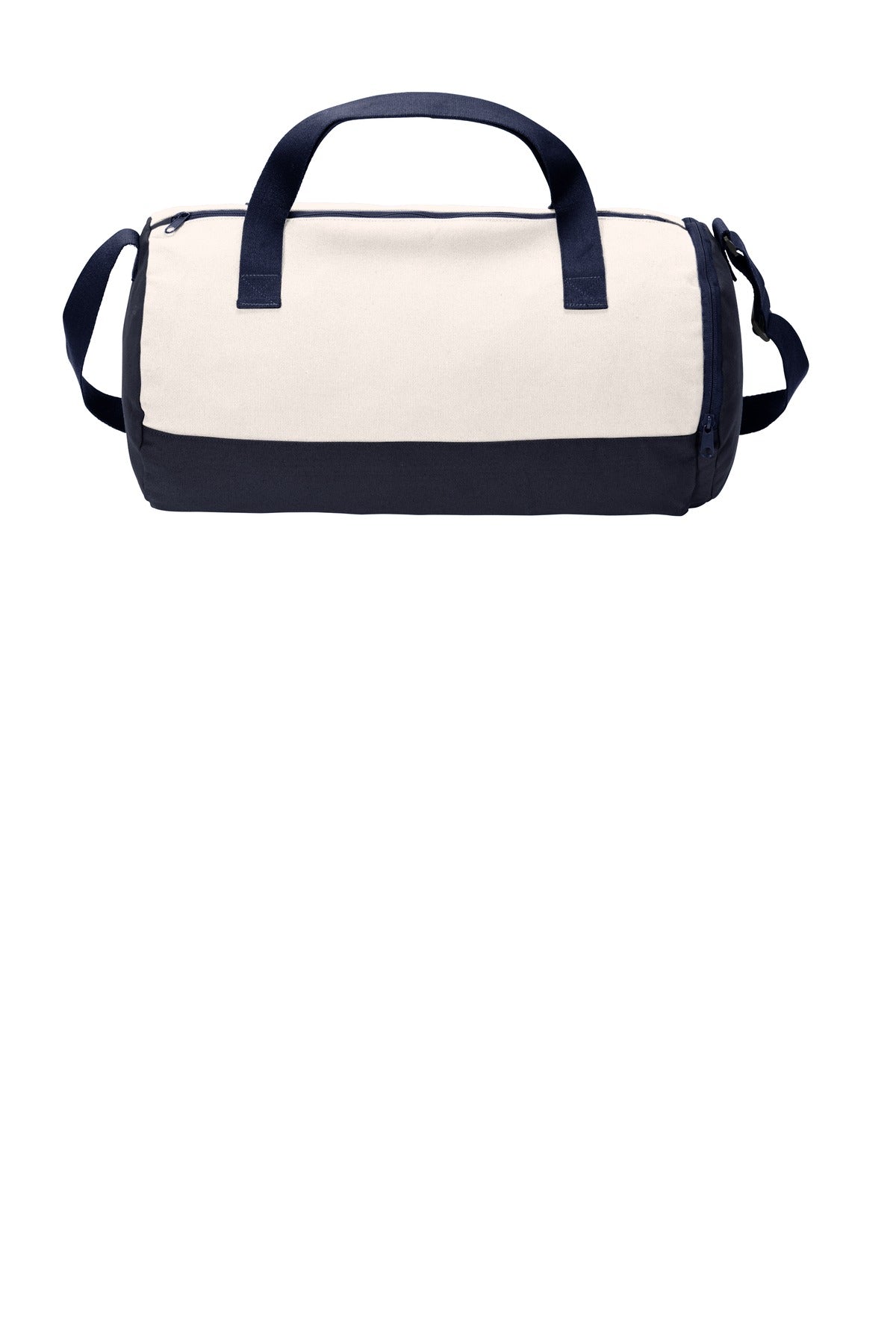 DISCONTINUED Port Authority Cotton Barrel Duffel BG814 - True Navy/ Soft White - back