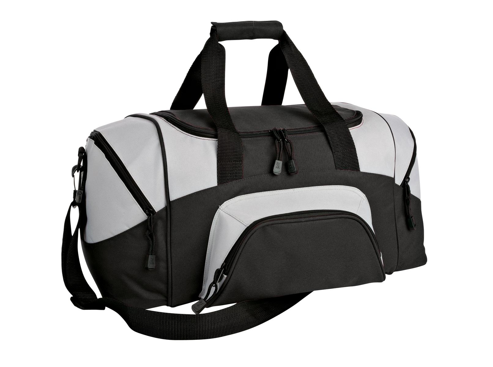 Port Authority - Small Colorblock Sport Duffel. BG990S - Black/ Grey - front