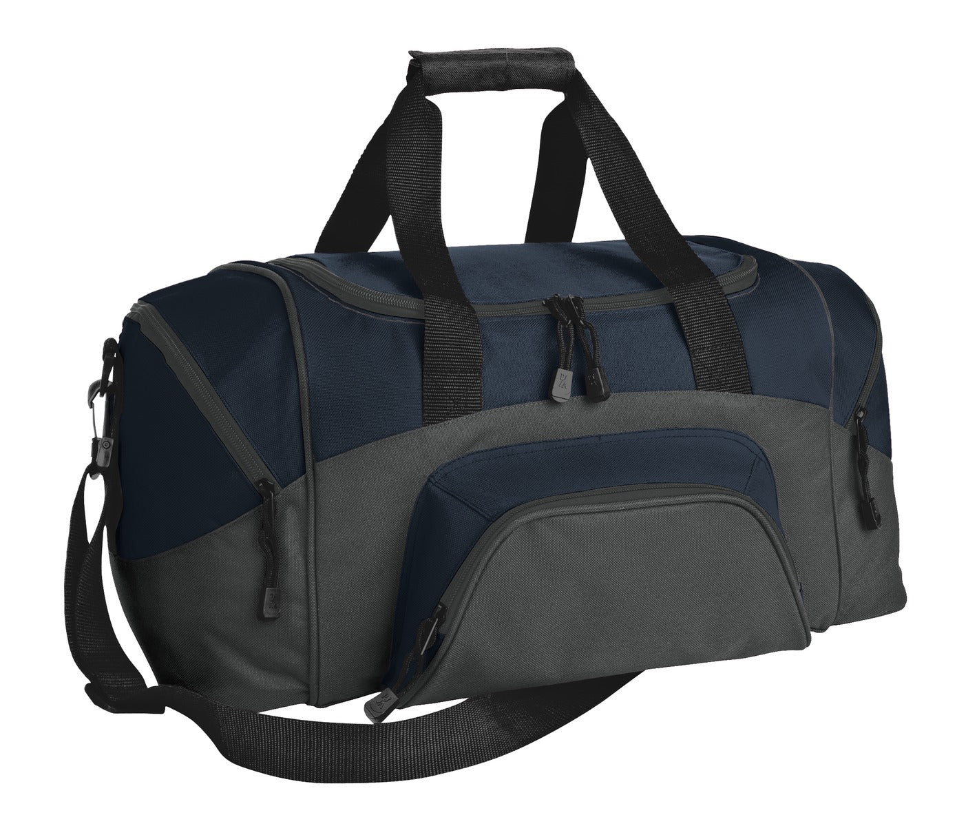 Port Authority - Small Colorblock Sport Duffel. BG990S - Navy/ Dark Charcoal - front