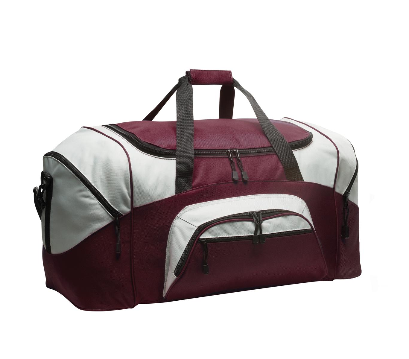 Port Authority - Standard Colorblock Sport Duffel. BG99 - Maroon/ Grey - front