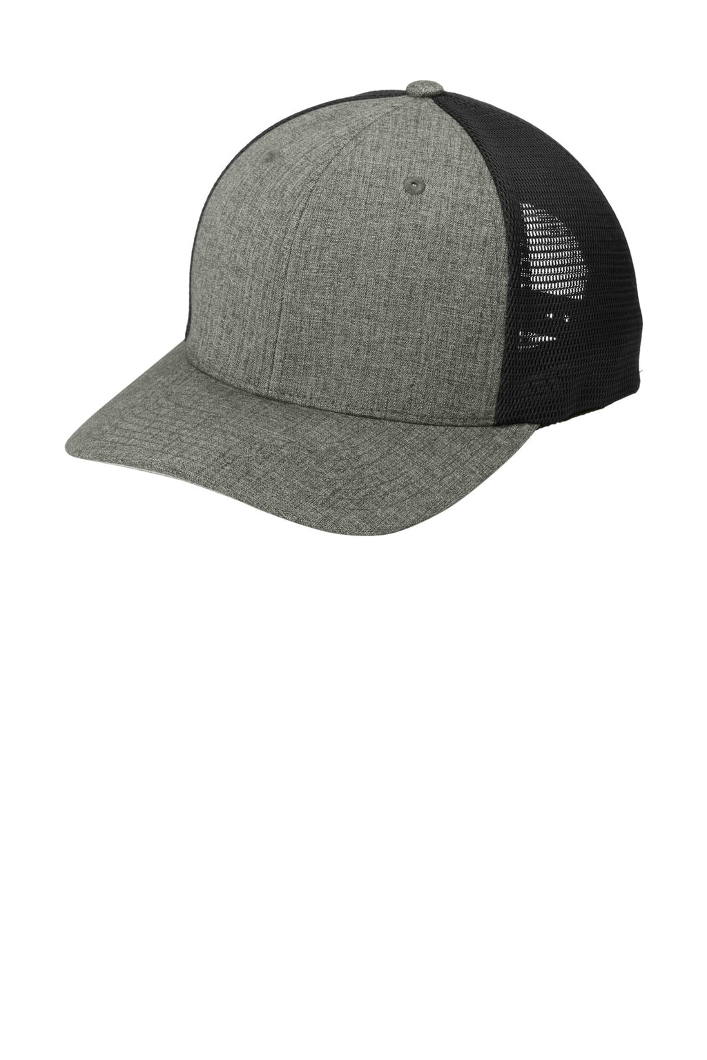 Port Authority Flexfit 110 Mesh Cap C110 - Heather Graphite/ Black - front