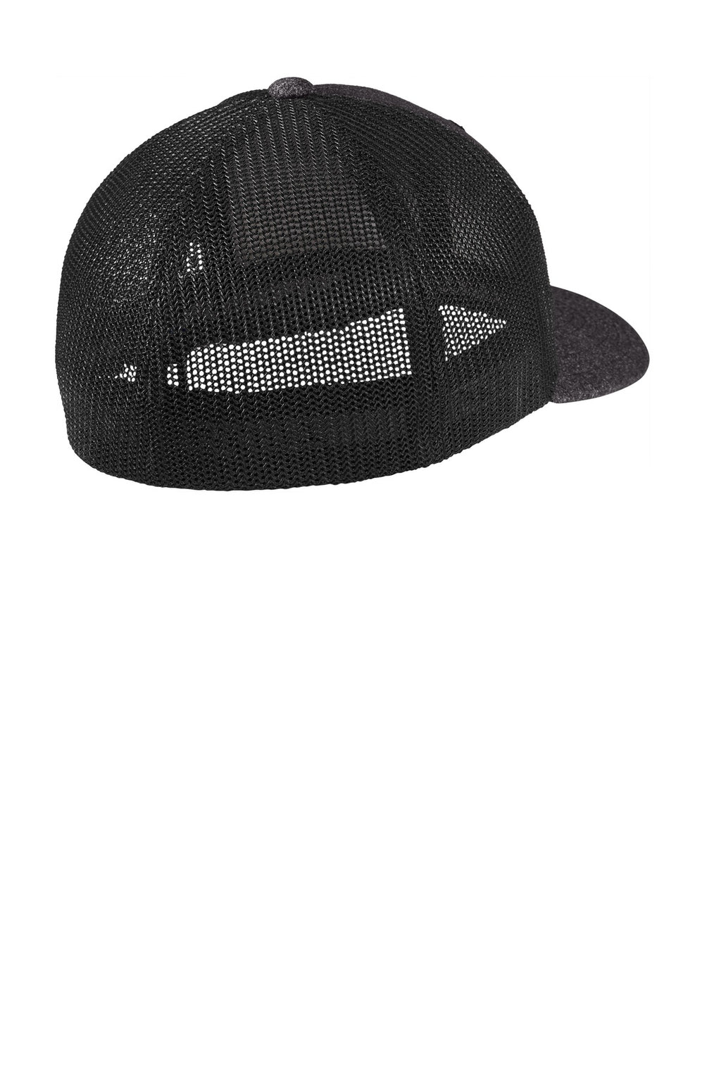 Port Authority Flexfit Melange Mesh Back Trucker Cap C302 - Black/ Dark Charcoal Heather - back