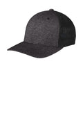 Port Authority Flexfit Melange Mesh Back Trucker Cap C302 - Black/ Dark Charcoal Heather - front