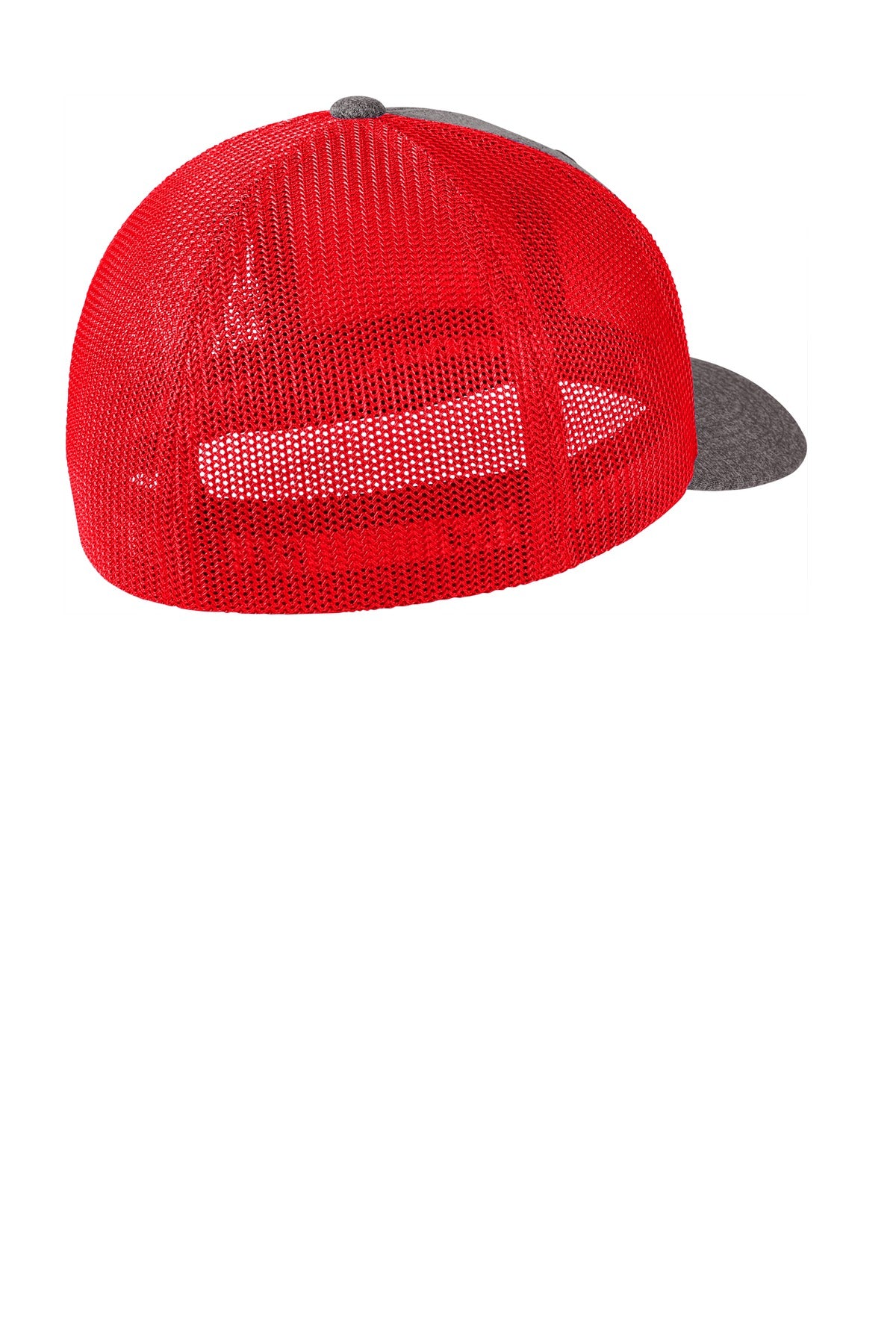 Port Authority Flexfit Melange Mesh Back Trucker Cap C302 - True Red/ Grey Heather - back