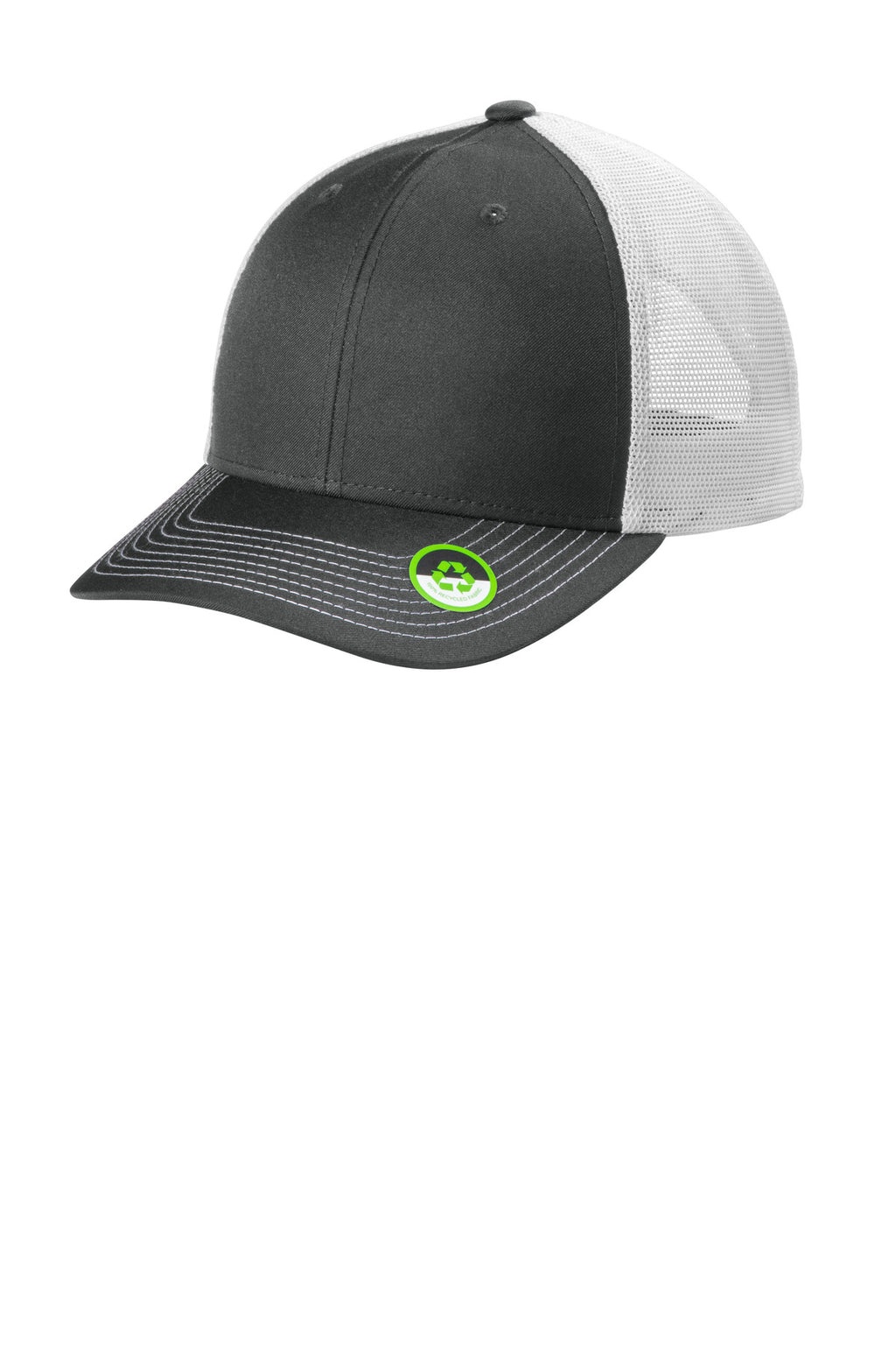 Port Authority Eco Snapback Trucker Cap C402ECO - Smoke Grey/ White - front