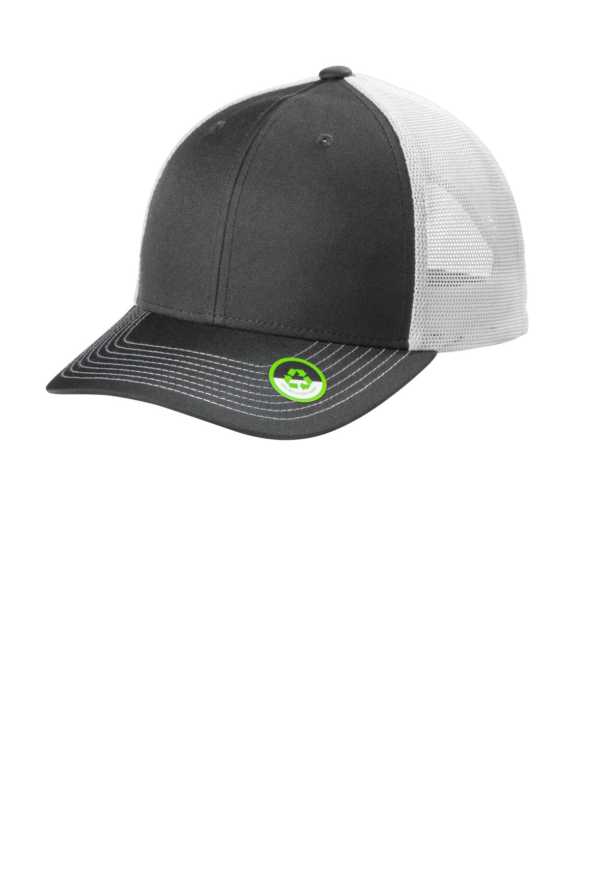 Port Authority Eco Snapback Trucker Cap C402ECO - Smoke Grey/ White - front