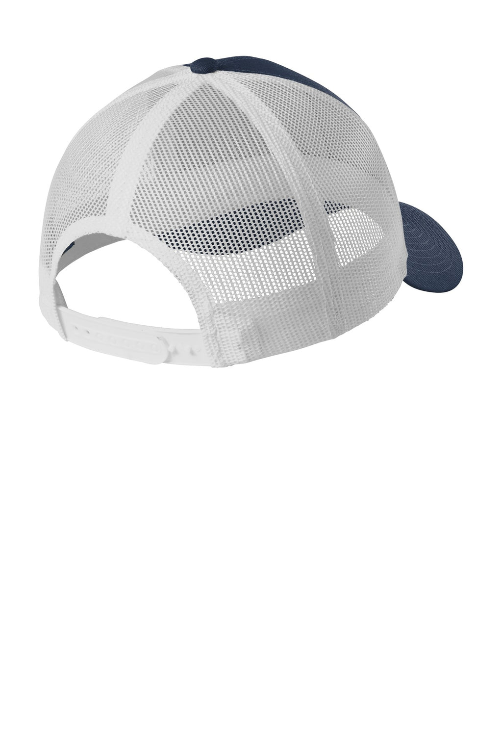 Port Authority Low-Profile Snapback Trucker Cap C402LP - Dress Blue Navy Heather/ Silver Mist - back