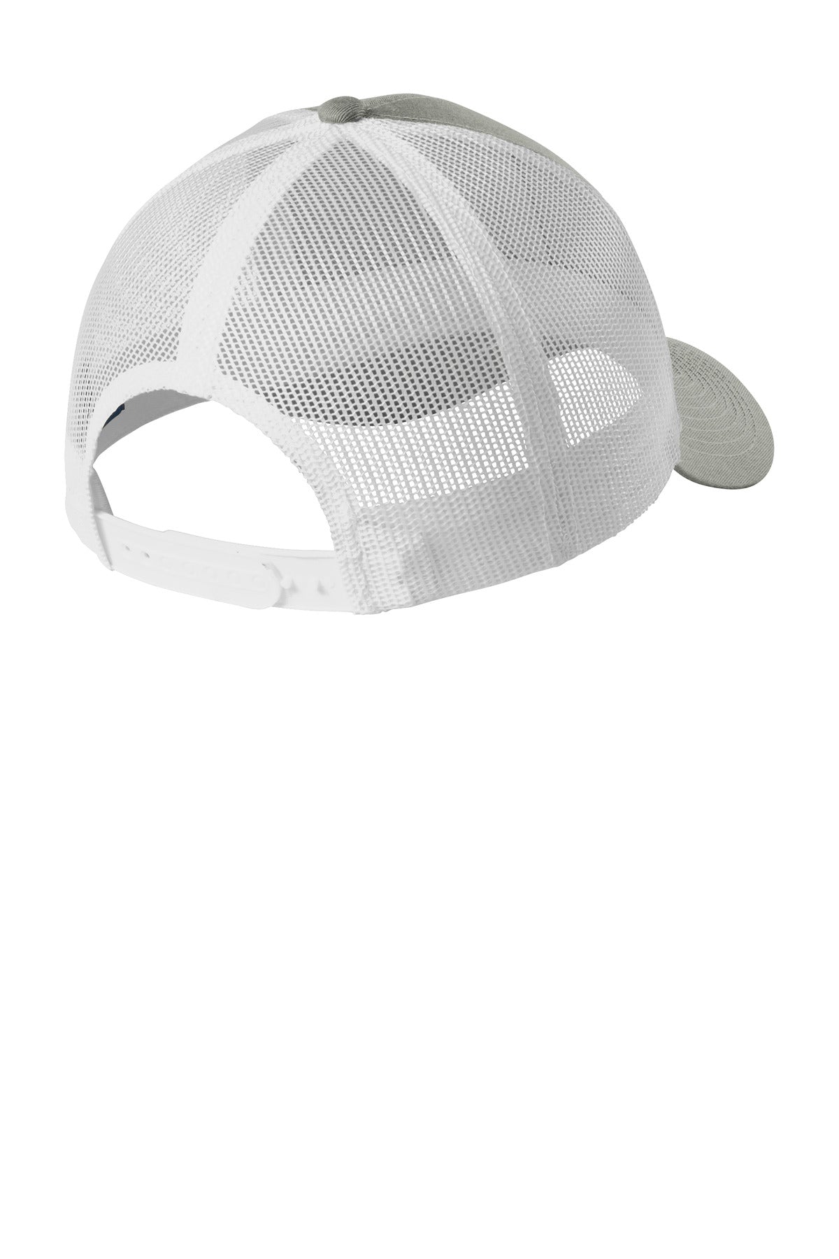 Port Authority Low-Profile Snapback Trucker Cap C402LP - Heather Grey/ White - back