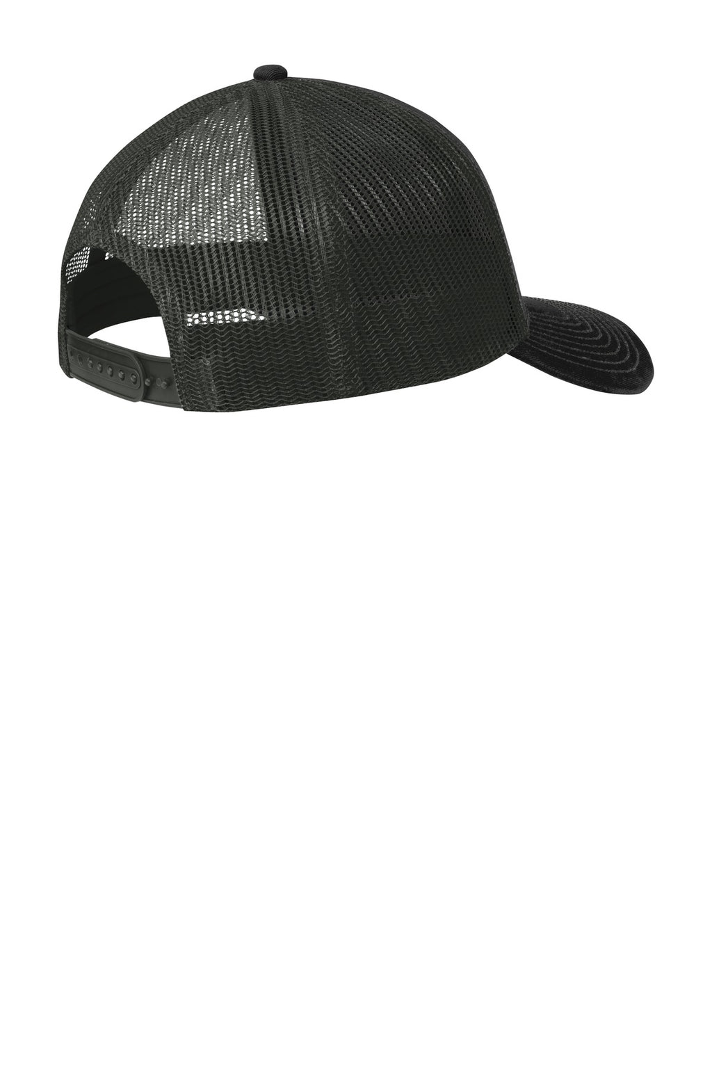 Port Authority Snapback Trucker Cap. C402 - Black/ Grey Steel - back