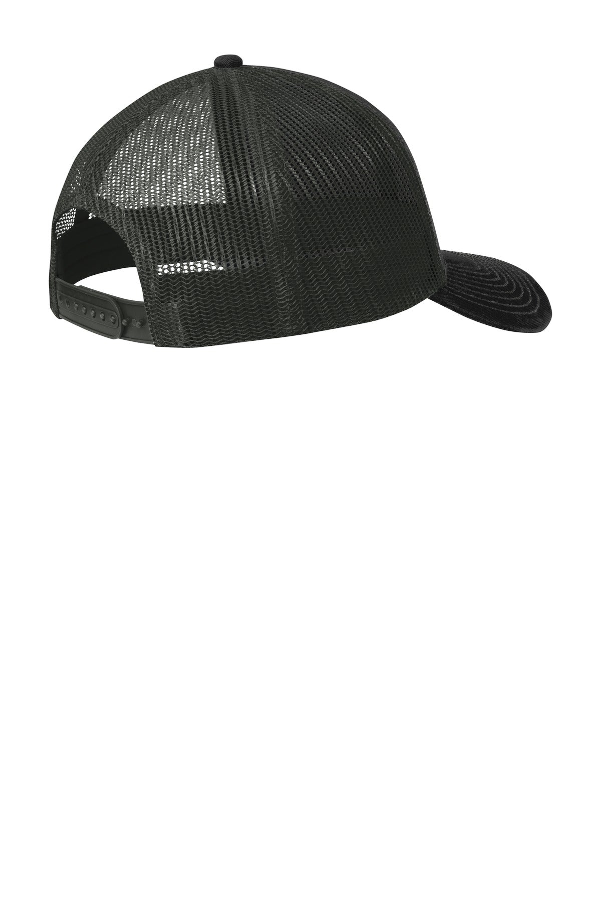 Port Authority Snapback Trucker Cap. C402 - Black/ Grey Steel - back