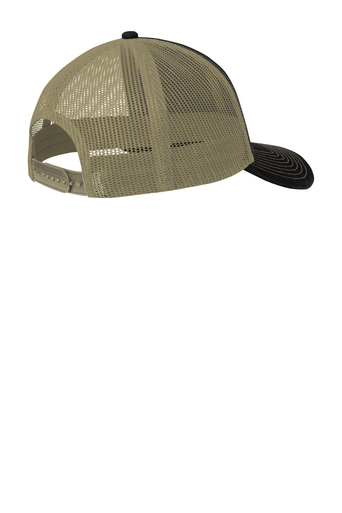 Port Authority Snapback Trucker Cap. C402 - Black/ Tan - back