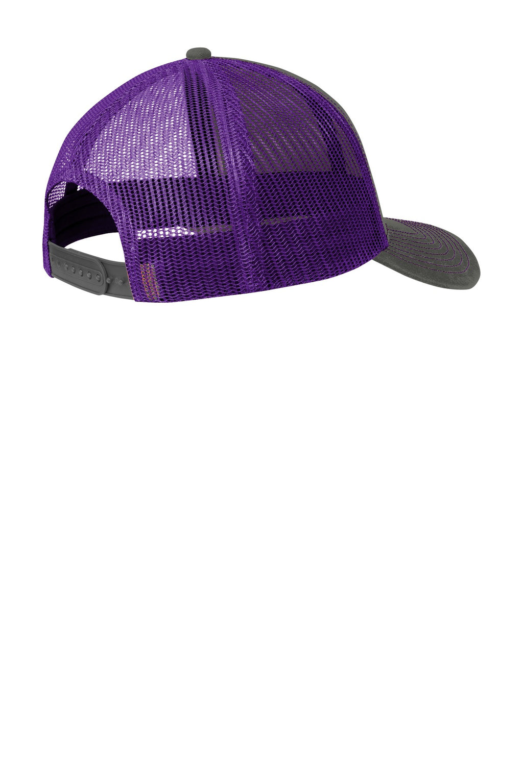 Port Authority Snapback Trucker Cap. C402 - Grey Steel/ Purple - back