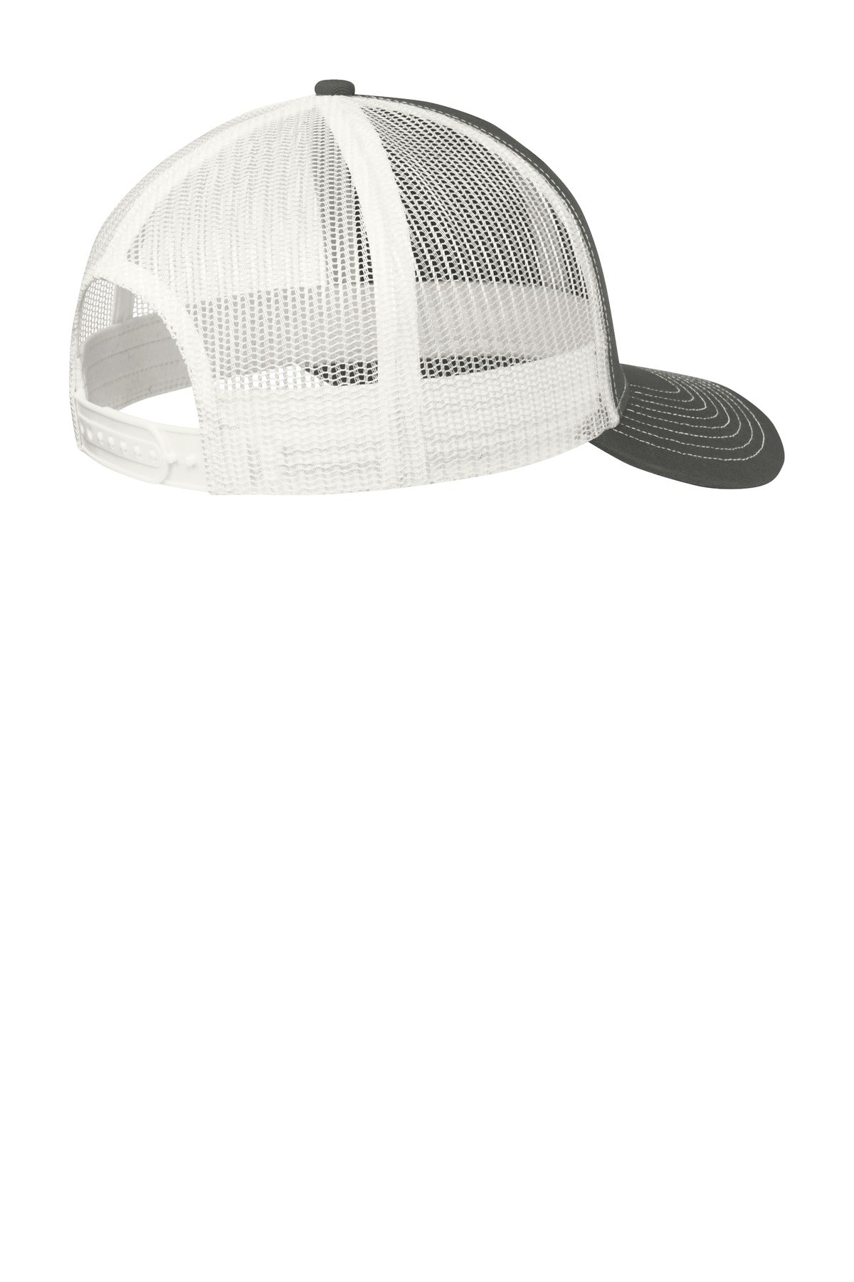 Port Authority Snapback Trucker Cap. C402 - Grey Steel/ White - back