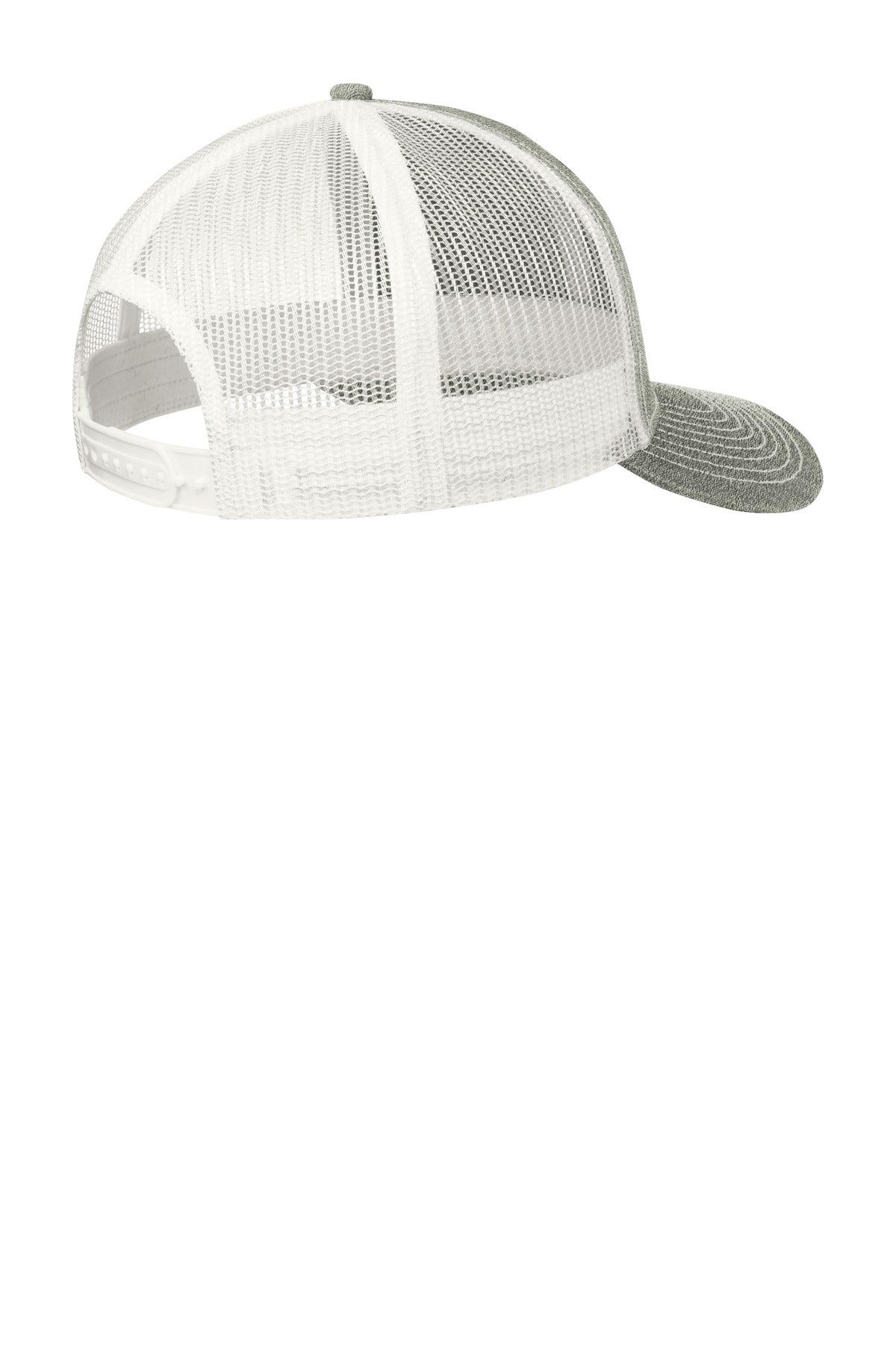 Port Authority Snapback Trucker Cap. C402 - Heather Grey/ White - back