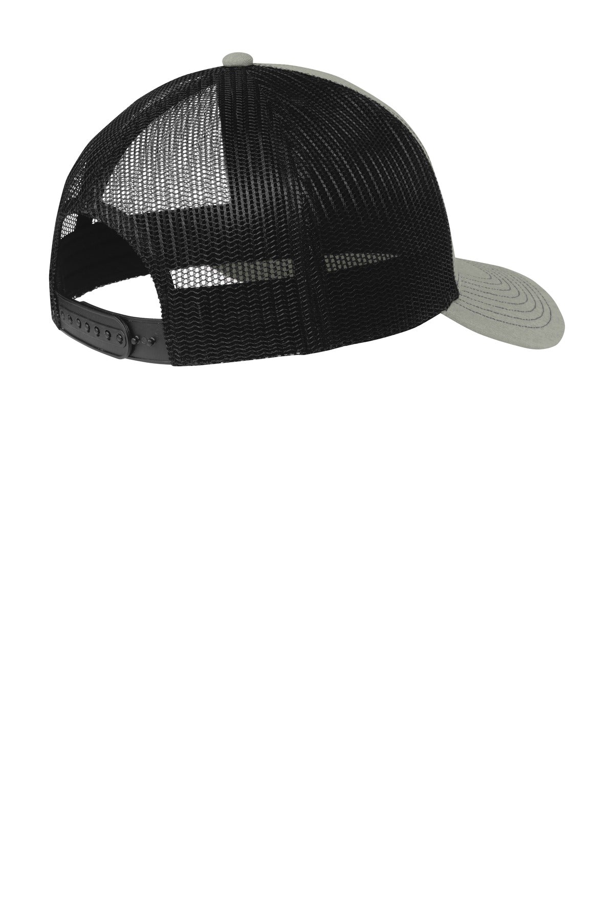Port Authority Snapback Trucker Cap. C402 - Heather Grey/ Black - back