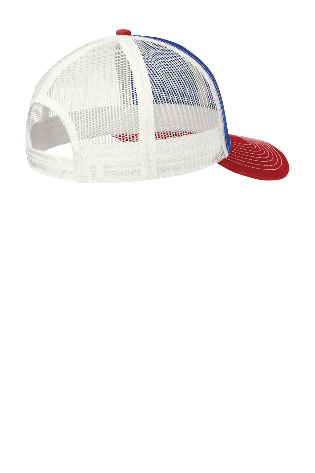 Port Authority Snapback Trucker Cap. C402 - Patriot Blue/ Flame Red/ White - back