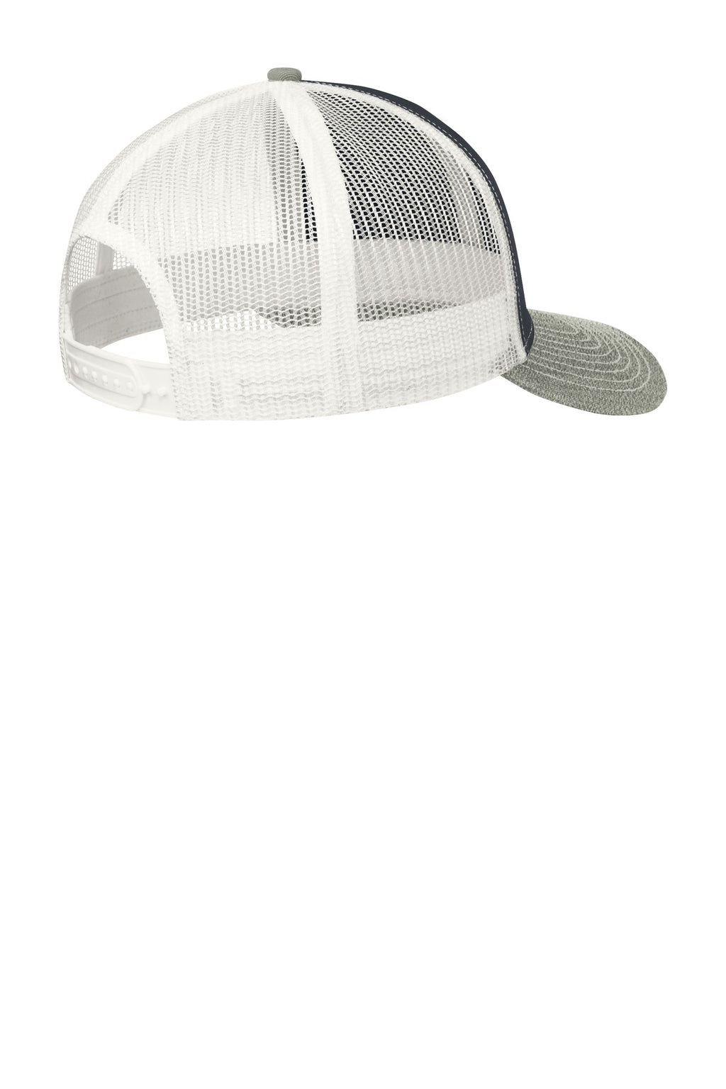 Port Authority Snapback Trucker Cap. C402 - Rich Navy/ Heather Grey/ White - back