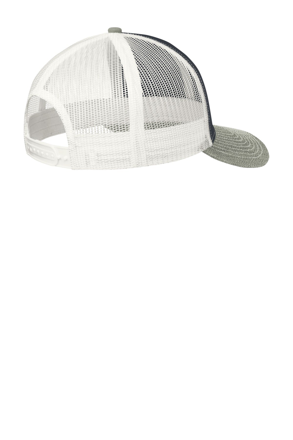 Port Authority Snapback Trucker Cap. C402 - Rich Navy/ Heather Grey/ White - back