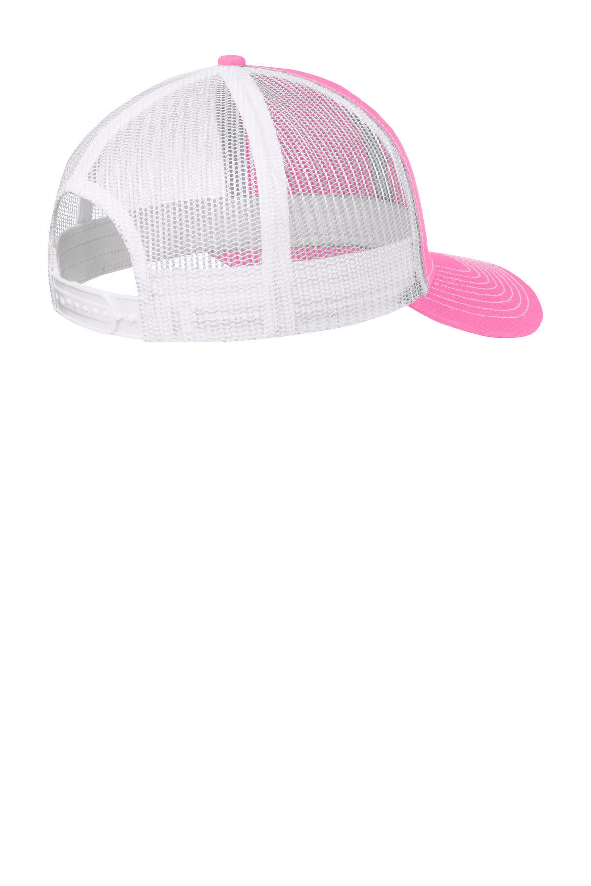 Port Authority Snapback Trucker Cap. C402 - True Pink/ White - back