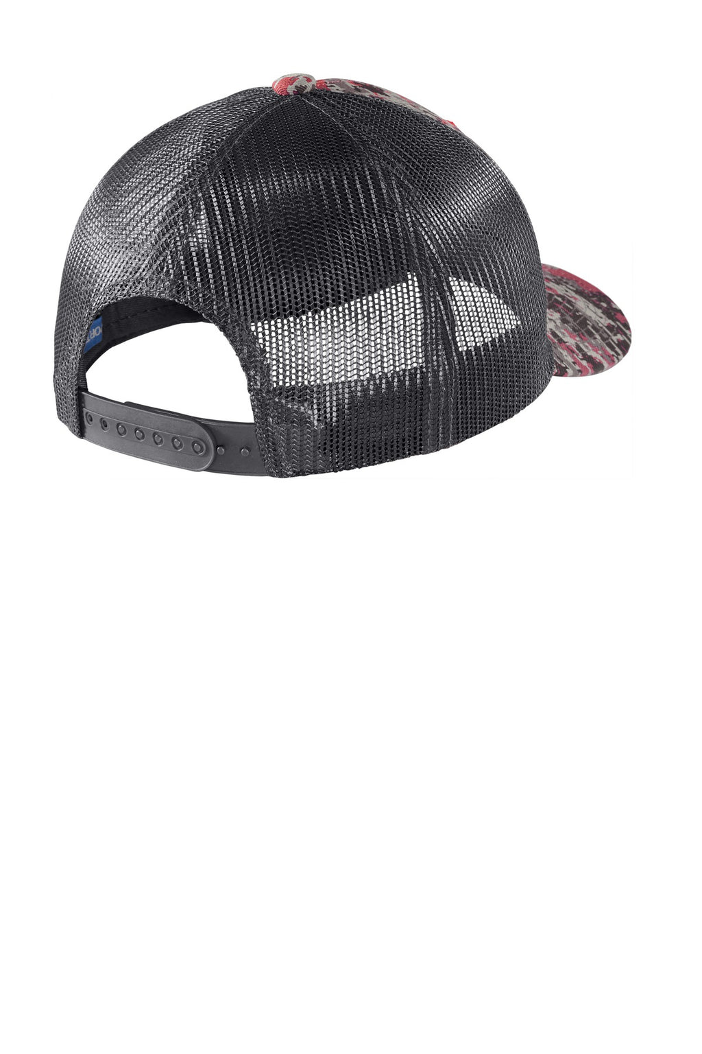 Port Authority Digi Camo Snapback Trucker Cap C404 - Flame Red Digi/ Grey Steel - back