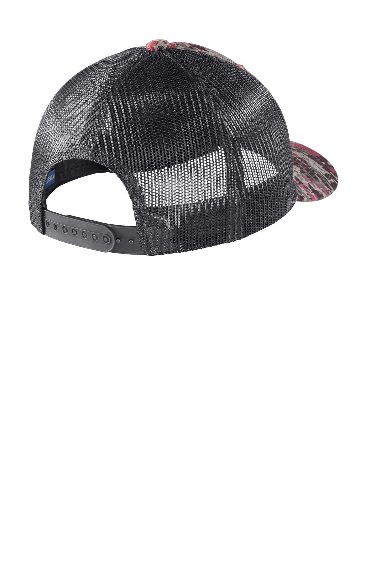 Port Authority Digi Camo Snapback Trucker Cap C404 - Flame Red Digi/ Grey Steel - back