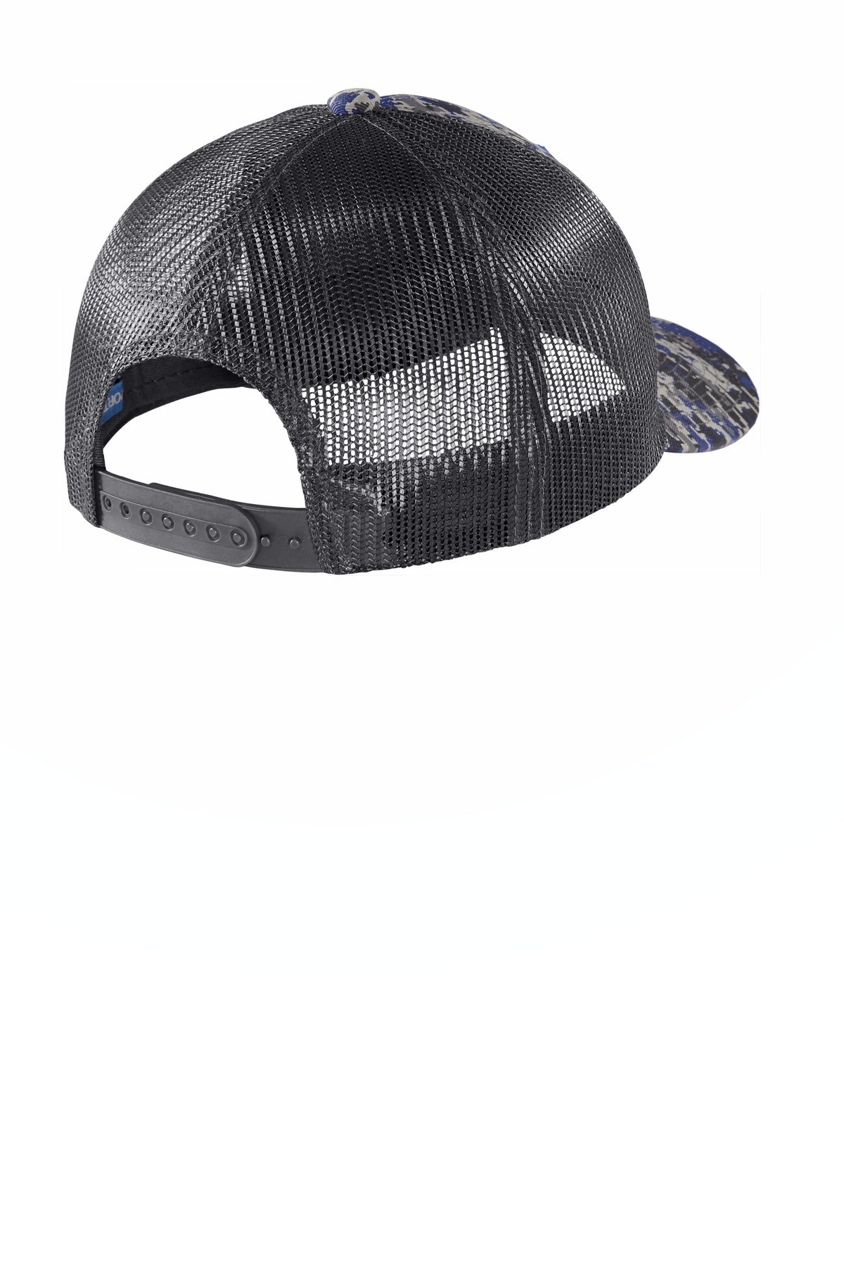 Port Authority Digi Camo Snapback Trucker Cap C404 - Patriot Blue Digi/ Grey Steel - back
