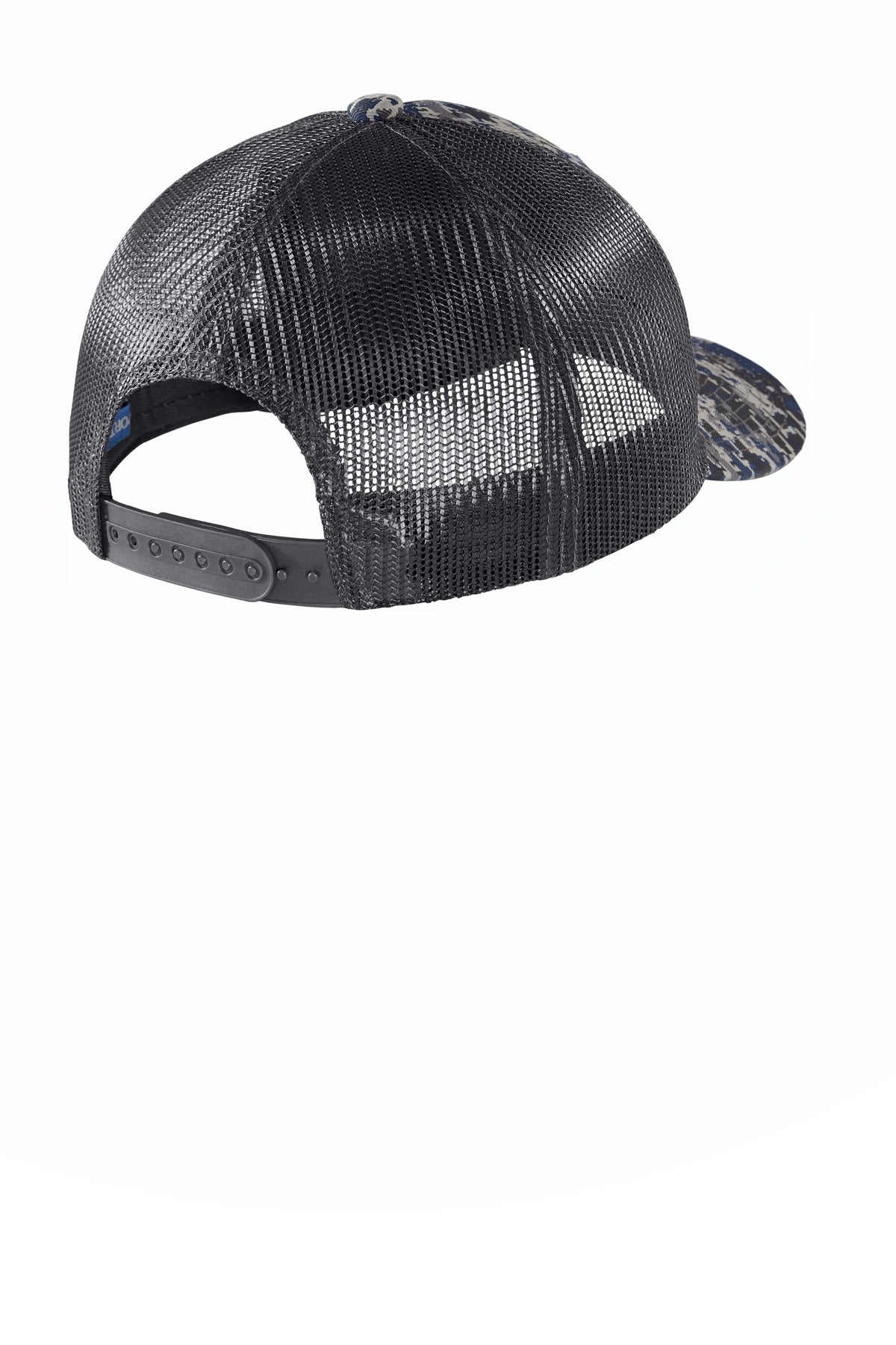 Port Authority Digi Camo Snapback Trucker Cap C404 - Rich Navy Digi/ Grey Steel - back