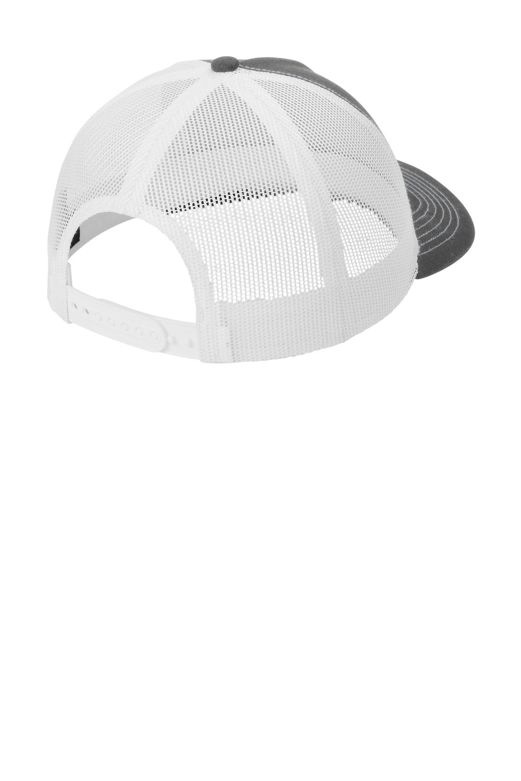 Port Authority Low-Profile Snapback 5-Panel Trucker Cap C405LP - Grey Steel/ White - back